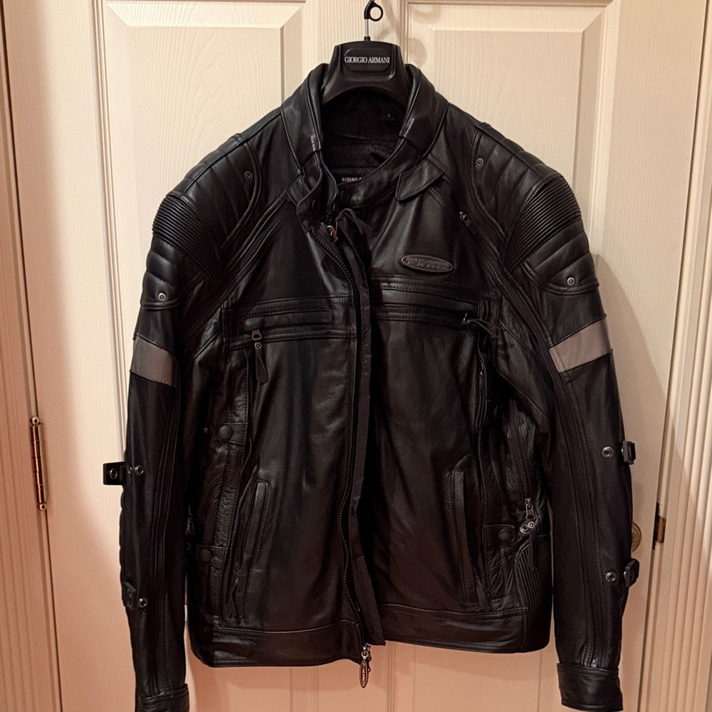 Harley Davidson Black Leather Roding Gear Jacket
